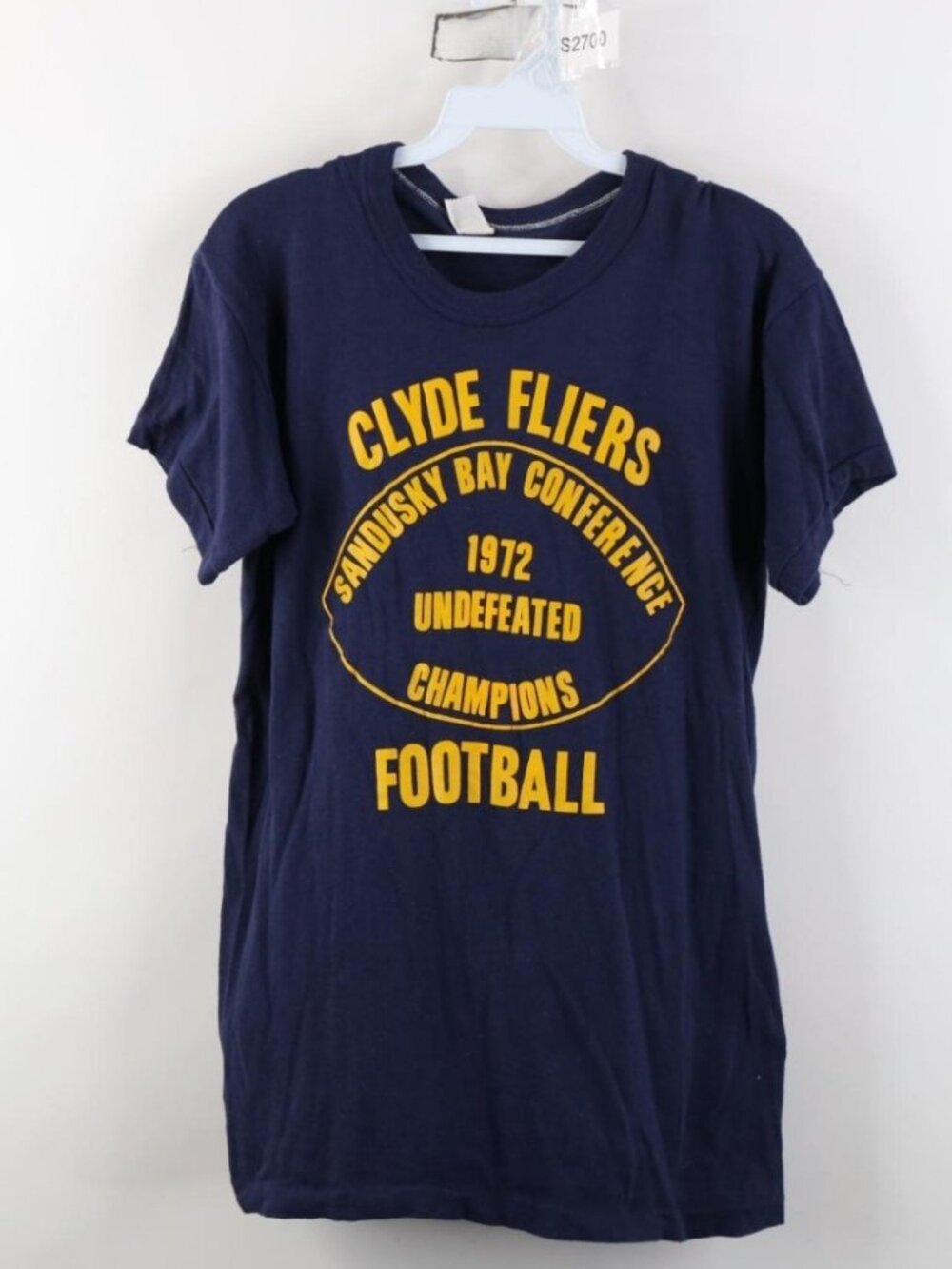 Vtg 70s Russell Athletic Mens Large 1972 Clyde Fliers Football T-Shirt Blue USA